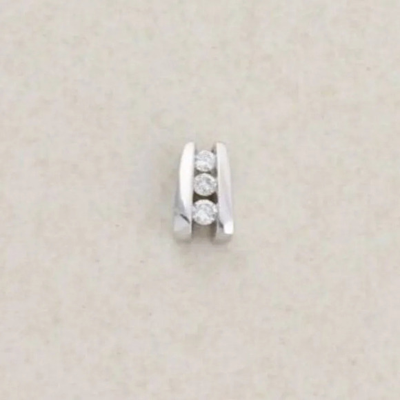 Pendant Only 10k White Gold .09ct Diamond Pendant  Three Stone - Picture 1 of 5